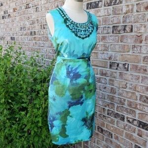 TERI JON Embellished Sheath Sleeveless Dress 6